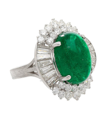 5.51 Carat Cabochon Cut Emerald & Diamond Platinum Ballerina Ring – Assay Jewelers
