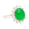 5.74ct Grade A Green Jade with Round-Cut Diamond Halo Ring