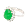 5.74ct Grade A Green Jade with Round-Cut Diamond Halo Ring