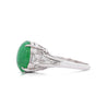 5.87 Carat Grade A Jadeite Jade & Diamond Platinum 3 Stone Ring