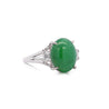 5.87 Carat Grade A Jadeite Jade & Diamond Platinum 3 Stone Ring