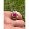 6.20 Carat GRS certified Ruby Mens Ring in 14k Yellow Gold