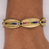 6.25 Carat Rainbow Sapphire & Diamond 18K Gold Matte Link Bracelet
