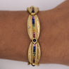 6.25 Carat Rainbow Sapphire & Diamond 18K Gold Matte Link Bracelet