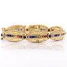 6.25 Carat Rainbow Sapphire & Diamond 18K Gold Matte Link Bracelet