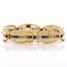 6.25 Carat Rainbow Sapphire & Diamond 18K Gold Matte Link Bracelet