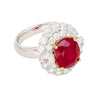 6.39 Carat Vivid Red "Pigeons Blood" Oval Cut Burma Ruby and Diamond Ring