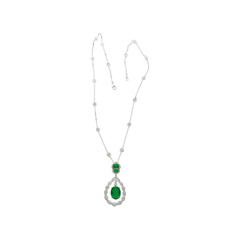 6.42 Carat Oval Emerald Drop & Diamond Halo Pendant Necklace – Assay Jewelers