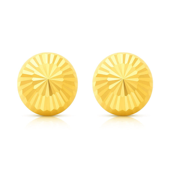 6mm Half Ball Sphere 14K Gold Diamond Cut Studs