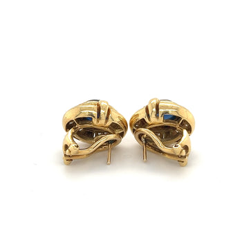 7 carat Cabochon Blue Sapphire Lever Back Stud Earrings in 18K Gold – Assay Jewelers