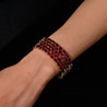 72.51 Carat Natural Oval Cut Ruby 5-Row Multi Link Tennis Bracelet in 18K Gold