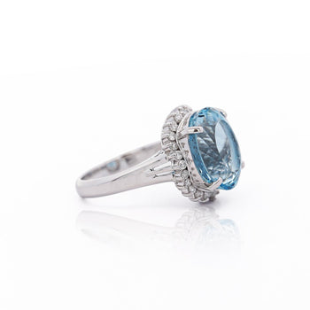 7.15 Carat Oval Aquamarine & Diamond Floral Filigree Platinum Ring – Assay Jewelers