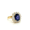 7.15 Carat Oval Cut Blue Sapphire & Diamond Halo Ring in 14K Yellow Gold