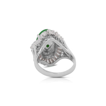 7.50 Carat Untreated Oval Green Jadeite with Baguette Diamonds in Platinum Ring – Assay Jewelers