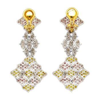7.50ct Tricolor Diamond Drop Earrings in 18K White, Yellow, Rose Gold – Assay Jewelers