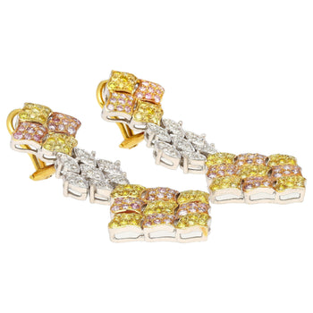 7.50ct Tricolor Diamond Drop Earrings in 18K White, Yellow, Rose Gold – Assay Jewelers