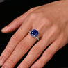 7.77 Carat Royal Blue Sapphire Ceylon No Heat Cushion Cut and Diamond Ring