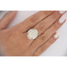 7.86 Carat Natural White Opal and Diamond Halo Platinum Ring