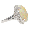 7.86 Carat Natural White Opal and Diamond Halo Platinum Ring