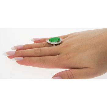 7.88 Carat Jade and Diamond Halo Ring in 18k White Gold – Assay Jewelers