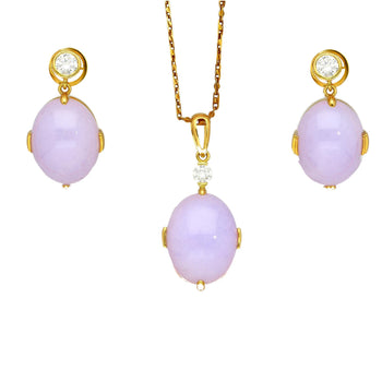 86.44ct Purple Jadeite Jade Diamond Gold Necklace Earring Set – Assay Jewelers