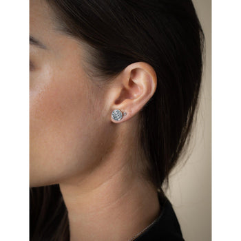 Boucles d’oreilles puces disque rond en grappe de diamants circulaires 8MM-10MM en or blanc 18k – Assay Jewelers