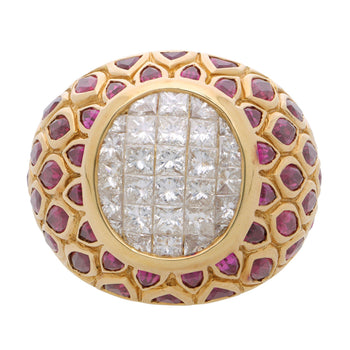 8.25 Carat Oval Burma Ruby Marquise Princess Diamond in 18K Gold Statement Ring – Assay Jewelers