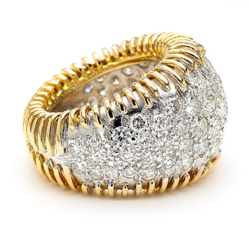 8.5 Carat Diamond Pave Set 18K Gold Vintage Dome Band Ring – Assay Jewelers