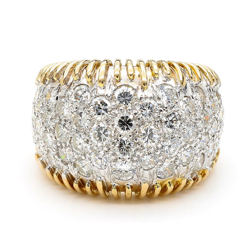 8.5 Carat Diamond Pave Set 18K Gold Vintage Dome Band Ring