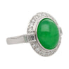 8.55ct Untreated Fei Cui Jadeite Jade Diamond Platinum Ring