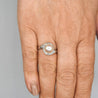 8.5mm White Pearl and Round Diamond Bypass Platinum Ring