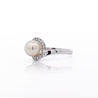 8.5mm White Pearl and Round Diamond Bypass Platinum Ring