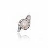 8.5mm White Pearl and Round Diamond Bypass Platinum Ring