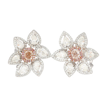8.7 Carat Natural Pink Diamond & Diamond Floral Stud Earrings – Assay Jewelers