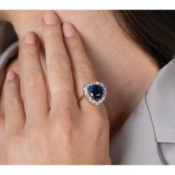 9 Carat No Heat Ceylon Blue Sapphire and Old Euro Cut Diamond Ring in 14K – Assay Jewelers