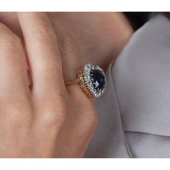 9 Carat No Heat Ceylon Blue Sapphire and Old Euro Cut Diamond Ring in 14K – Assay Jewelers