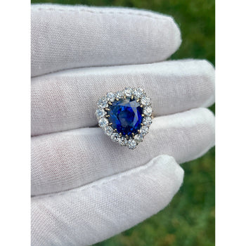 9 Carat No Heat Ceylon Blue Sapphire and Old Euro Cut Diamond Ring in 14K – Assay Jewelers