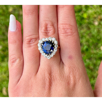 9 Carat No Heat Ceylon Blue Sapphire and Old Euro Cut Diamond Ring in 14K – Assay Jewelers