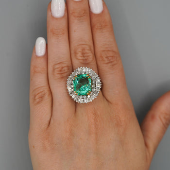 9.17 Carat Octagon Chivor Emerald & Diamond Palladium Ballerina Ring – Assay Jewelers