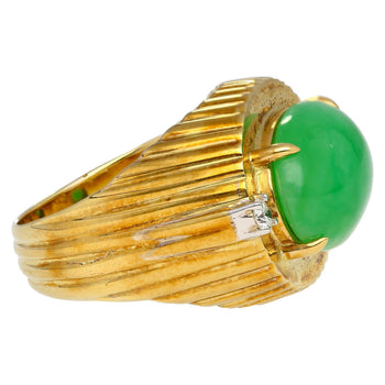 9.40 Carat Type A Fei Cui Jadeite Jade and Diamond Ring in Textured 18K Gold – Assay Jewelers