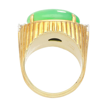 9.40 Carat Type A Fei Cui Jadeite Jade and Diamond Ring in Textured 18K Gold – Assay Jewelers