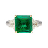 AGL Cert. 2.44 Carat No Oil Colombian Emerald & Trapezoid Diamond Ring