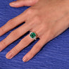 AGL Certified 3.52ct Cushion Colombian Emerald Half Moon Diamond Ring