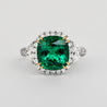 AGL Certified 3.52ct Cushion Colombian Emerald Half Moon Diamond Ring