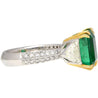 AGL Certified 5.31 Carat No Oil Emerald & Trillion Diamond 3 Stone Ring