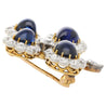 Antique GIA Certified 6ct Cabochon Sapphire & Diamond Brooch