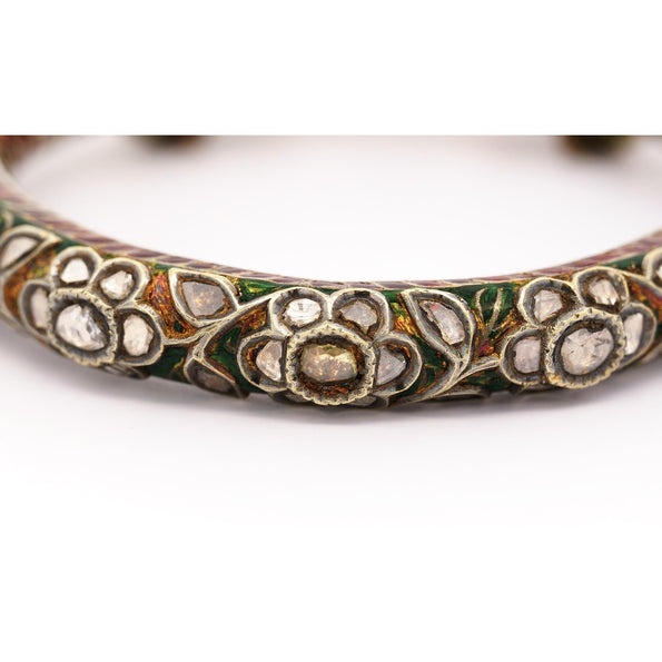 Antique Mughal Empire Indian Elephant Bangle Bracelet in 19k Yellow Gold