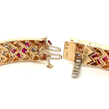 Art Deco 14K Gold Ruby and Diamond Bracelet Link Bracelet – Assay Jewelers