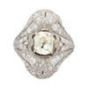 Art Deco 1.55 Carat Old European Cut Diamond Milgrain Filigree Platinum Ring