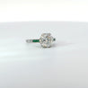 Art Deco 2.5 Carat Old Euro Cut Diamond & Emerald Engagement Ring in Platinum